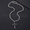 Alloy Pave Single Jet Rhinestone Religion Cross Pendant Twisted Chain Necklaces for Women PW-WG4E8E9-03-1