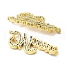 Mother's Day Brass Micro Pave Cubic Zirconia Word Mama Connector Charms KK-M324-01C-G-2