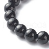 Natural Black Stone Round Beads Stretch Bracelets BJEW-JB06606-04-4