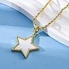 Brass Enamel Star Pendant Necklaces for Women NJEW-K381-09G-02-3