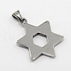 Retro Men's 304 Stainless Steel Star of David Pendants STAS-O044-60-2