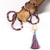 Bohemian Oval Natural Druzy Agate Tassel Pendant Necklaces FS-WGAFDEB-01-2