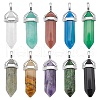   10Pcs 10 Style Natural & Synthetic Gemstone Double Terminated Pointed Pendants G-PH0019-16-1