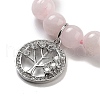 Natural Rose Quartz Round Beaded Chakra Stretch Bracelets BJEW-K251-01G-3