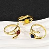 316 Stainless Steel with Natural Mixed Gemstone Cuff Rings RJEW-Z098-01G-10-2