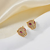 Fashionable Brass Cubic Zirconia Leopard Stud Earrings PP8335-4