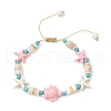 Synthetic Turquoise & Natural Freshwater Shell Beads Braided Bead Bracelets for Women BJEW-JB12022-2