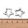 Non-Tarnish 304 Stainless Steel Star Huggie Hoop Earrings X-STAS-H156-05P-2
