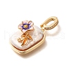 Brass Micro Pave Cubic Zirconia Pendents KK-R212-03G-01-2