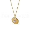 Flat Round 304 Stainless Steel Pave Plastic Imitation Pearl Pendant Necklaces for Women FS-WGC8F05-01-2