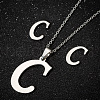 201 Stainless Steel Pendant Necklaces & Stud Earrings Sets WG00841-51-1