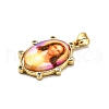 Rack Plating Brass Micro Pave Cubic Zirconia Glue Photographic Paper Pendants KK-D343-03G-2
