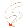 Glass Seed Beaded & Alloy Angel Heart Pendant 304 Stainless Steel Cable Chain Necklaces for Women NJEW-MZ00116-4
