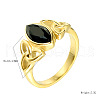 Horse Eye & Knot 304 Stainless Steel with Cubic Zirconia Finger Rings FS-WG8EA45-08-3