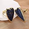 Heart Natural Lapis Lazuli Finger Rings RJEW-M076-03G-08-4