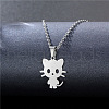 Cat Shape Stainless Steel Pendant Necklaces PW-WGF5F36-01-1