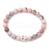 8.5mm Round Natural Pink Zebra Jasper Beaded Stretch Bracelets BJEW-JB10466-02-1