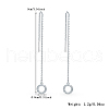 Elegant S925 Sterling Silver Clear Cubic Zirconia Flat Round Ear Thread JN1969-2