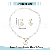 ANATTASOUL ABS Plastic Pearl Heart Pendant Necklace with Beaded Chains & Dangle Stud Earrings SJEW-AN0001-18-2