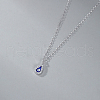 Fashionable 925 Sterling Silver Micro Pave Clear Cubic Zircon Bule Evil Eye Teardrop Pendant Necklaces for Women CK8149-2