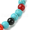 Synthetic Turquoise & Natural Black Onyx & Natural & Dyed Malaysia Jade & Natural Carnelian Stretch Bracelets BJEW-JB11474-01-4