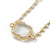 Faceted Square Glass Beads Bib Necklaces NJEW-R263-10G-2