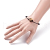 Natural Tiger Eye Heart Braided Cord Bracelet BJEW-JB07685-01-3