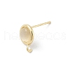 Brass Pave Cat Eye Cabochon With Round Shape Stud Earring Findings KK-E791-20G-2