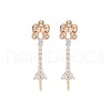 Brass Micro Pave Clear Cubic Zirconia Stud Earring Findings KK-S364-142-1