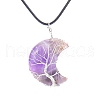 Natural Amethyst Crescent Moon Pendant Necklaces PW-WG70010-05-1