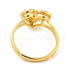 Heart with Letter Rack Plating Brass Micro Pave Clear Cubic Zirconia Adjustable Rings for Women RJEW-I105-01G-L-3