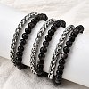 Natural Silver Leaf Jasper Round Beads Multi-strand Bracelets BJEW-D330-02P-07-3