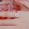 Brass Micro Pave Cubic Zirconia Cuff Rings for Women FS-WG10DBB-02-3