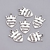 Tibetan Style Crown with Heart Carved Word Knitting Queen Alloy Pendants LF10473Y-2