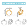 Unicraftale 18Pcs 3 Colors 201 Stainless Steel Huggie Hoop Earrings Findings STAS-UN0056-83-3