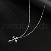 Simple and Elegant Brass Micro Pave Cubic Zirconia Cross Pendant Necklaces for Women JS5117-2-3