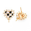 Brass Micro Pave Clear Cubic Zirconia Stud Earring Findings KK-S364-067-4