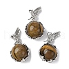 Natural Tiger Eye Round Pendants G-G207-01P-04-1