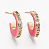 Brass Micro Pave Clear Cubic Zirconia Half Hoop Earrings EJEW-L231-64B-1