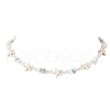 Starfish Synthetic Turquoise & Magnesite & Glass Seed Beaded Necklaces NJEW-JN05306-3
