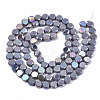 Electroplate Opaque Solid Color Glass Beads Strands EGLA-T020-07G-2