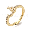 Rack Plating Brass Cubic Zirconia Arabic Letters Adjustable Rings for Women RJEW-S407-10G-09-1