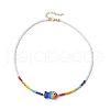 Boho Handmade Lampwork Fish & Colorful Glass Seed Beaded Necklaces for Women NJEW-TA00199-4