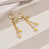 Stainless Steel Daisy Tassel Hoop Earrings DC3639-4