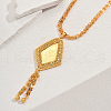 Modern fashion Brass and Iron Flower Textured Rhombus Tassel Pendant Nnecklaces for Women IU5772-5