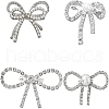HOBBIESAY 4Pcs 4 Style Crystal Rhinestone Bowknot Brooch Pin with Plastic Pearl Beaded JEWB-HY0001-06-1