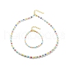 Natural Shell & Glass Seed Beaded Necklace Bracelet SJEW-JS01245-1