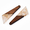 Transparent Resin & Walnut Wood Pendants RESI-N039-70-3