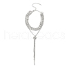 Brass Full Rhinestone Flat Round Tassel Y Necklaces for Women NJEW-M104-01S-02-2