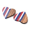 Independence Day Opaque Striped Resin & Walnut Wood Pendants RESI-U010-02T-2